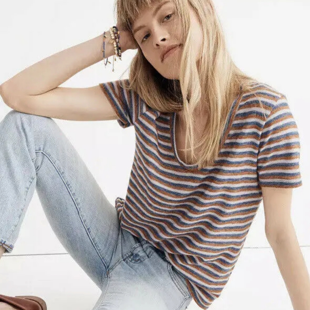 Madewell Alto Scoop Tee In Brookline Stripe
